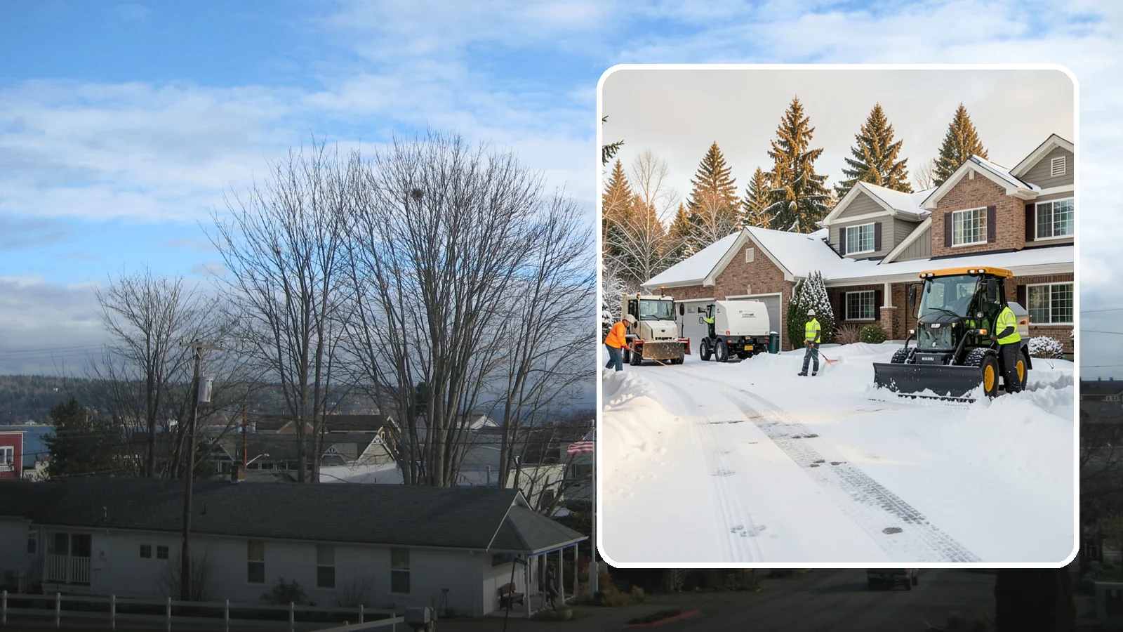 REO Property Snow Removal in Langley, Island County, WA - We provide documented snow and ice clearing for bank-owned and REO properties across Western Washington to keep them compliant...