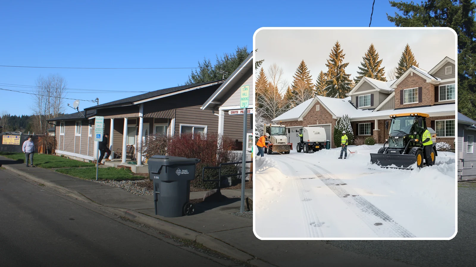 REO Property Snow Removal in South Prairie, Pierce County, WA - We provide documented snow and ice clearing for bank-owned and REO properties across Western Washington to keep them compliant...