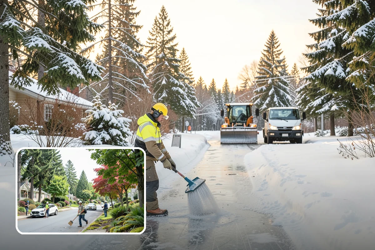 Residential Deicing in Beaux Arts Village, King County, WA - Prevents falls on shaded, slow-thawing entry paths