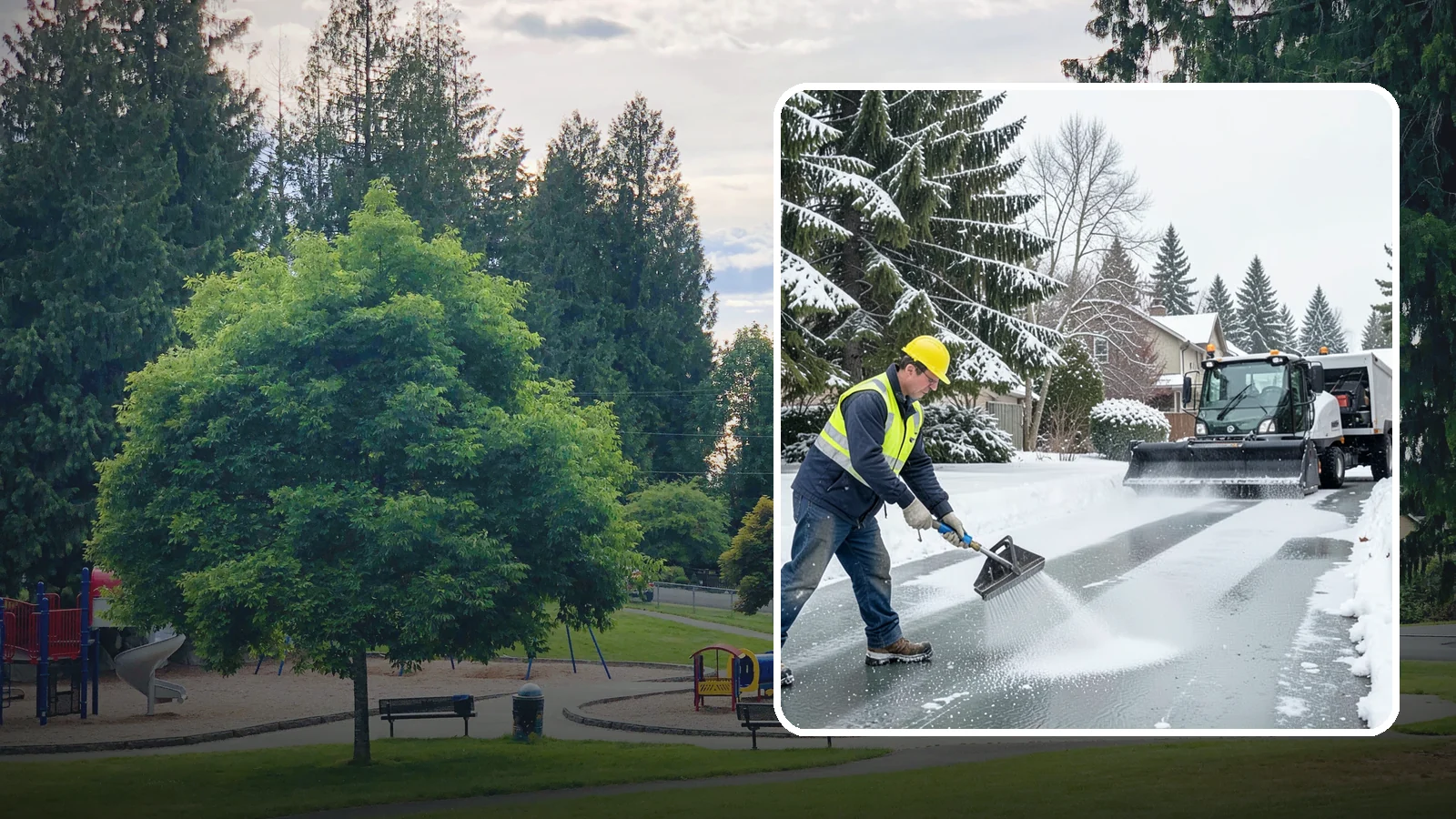 Residential Deicing in Bonney Lake, Pierce County, WA - Targeted deicing that keeps Western Washington driveways, walkways, and front steps free of the black ice that forms after...
