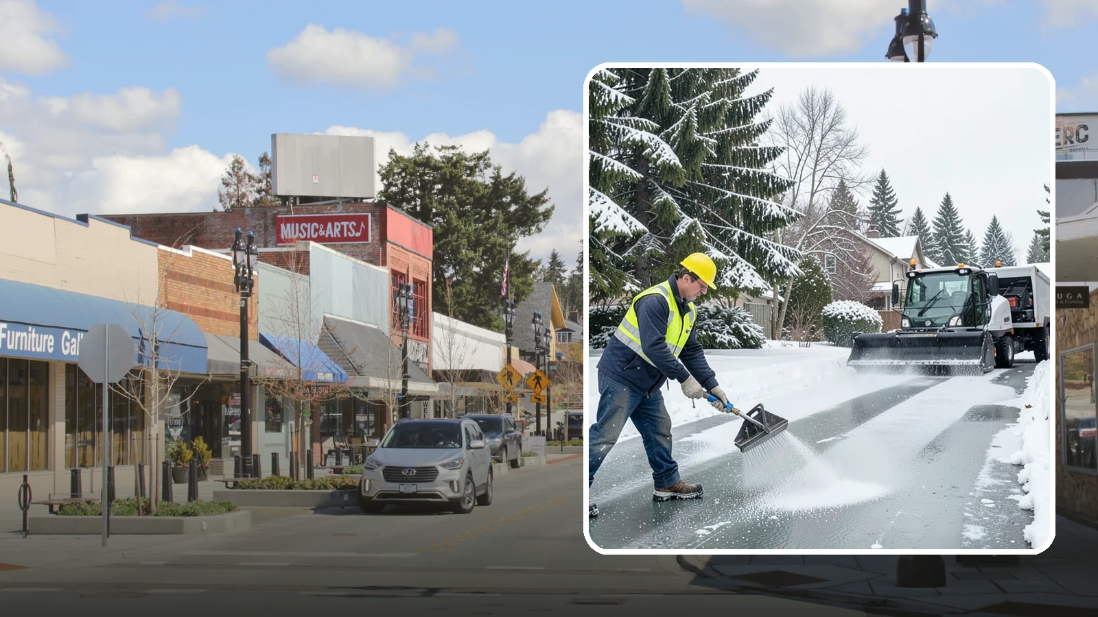 Residential Deicing in Bothell, King County, WA - Targeted deicing that keeps Western Washington driveways, walkways, and front steps free of the black ice that forms after...