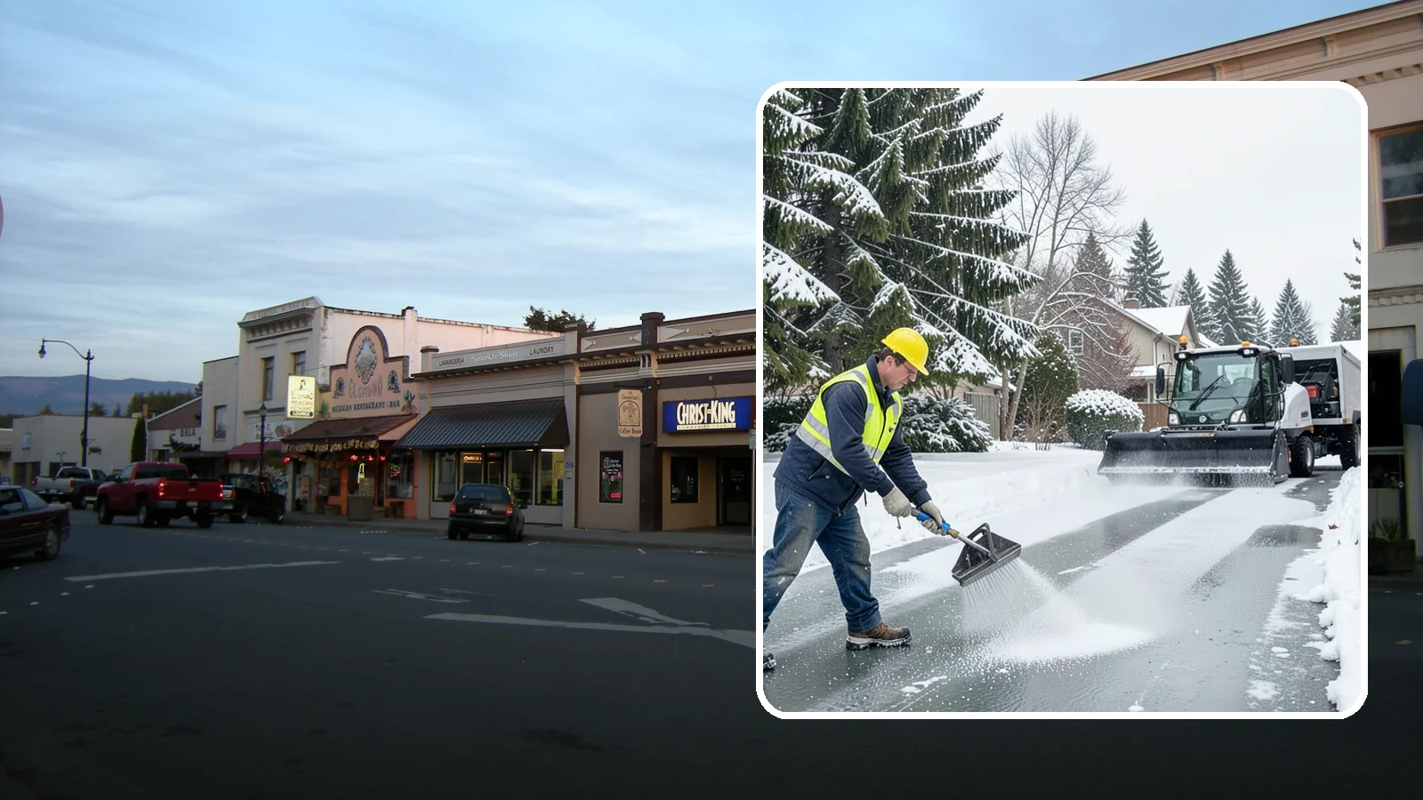 Residential Deicing in Burlington, Skagit County, WA - Targeted deicing that keeps Western Washington driveways, walkways, and front steps free of the black ice that forms after...
