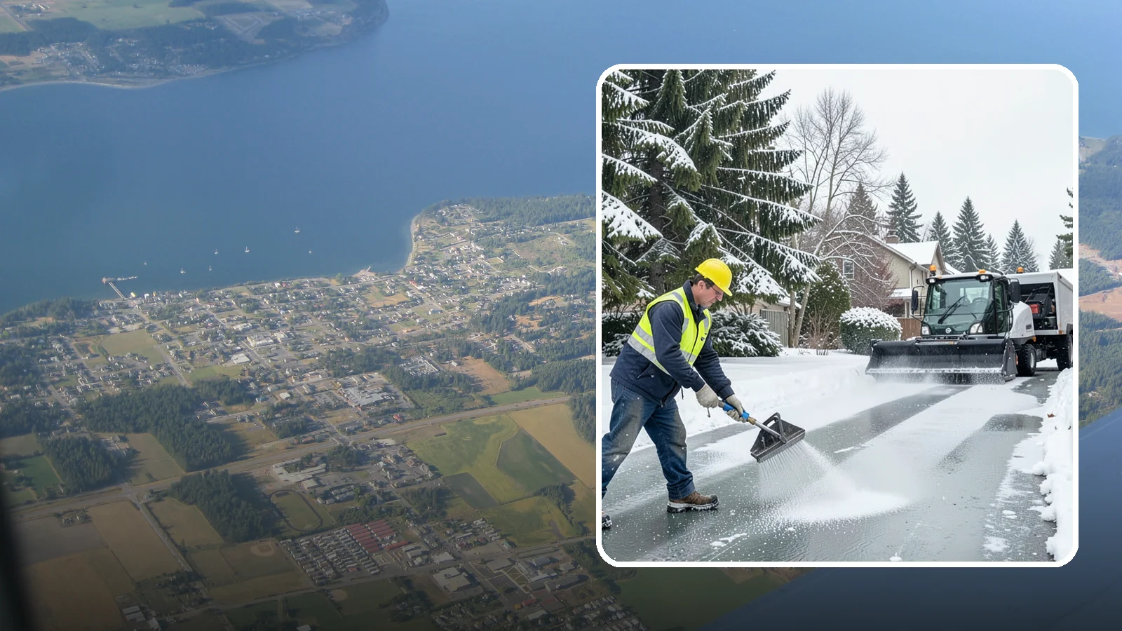 Residential Deicing in Coupeville, Island County, WA - Targeted deicing that keeps Western Washington driveways, walkways, and front steps free of the black ice that forms after...