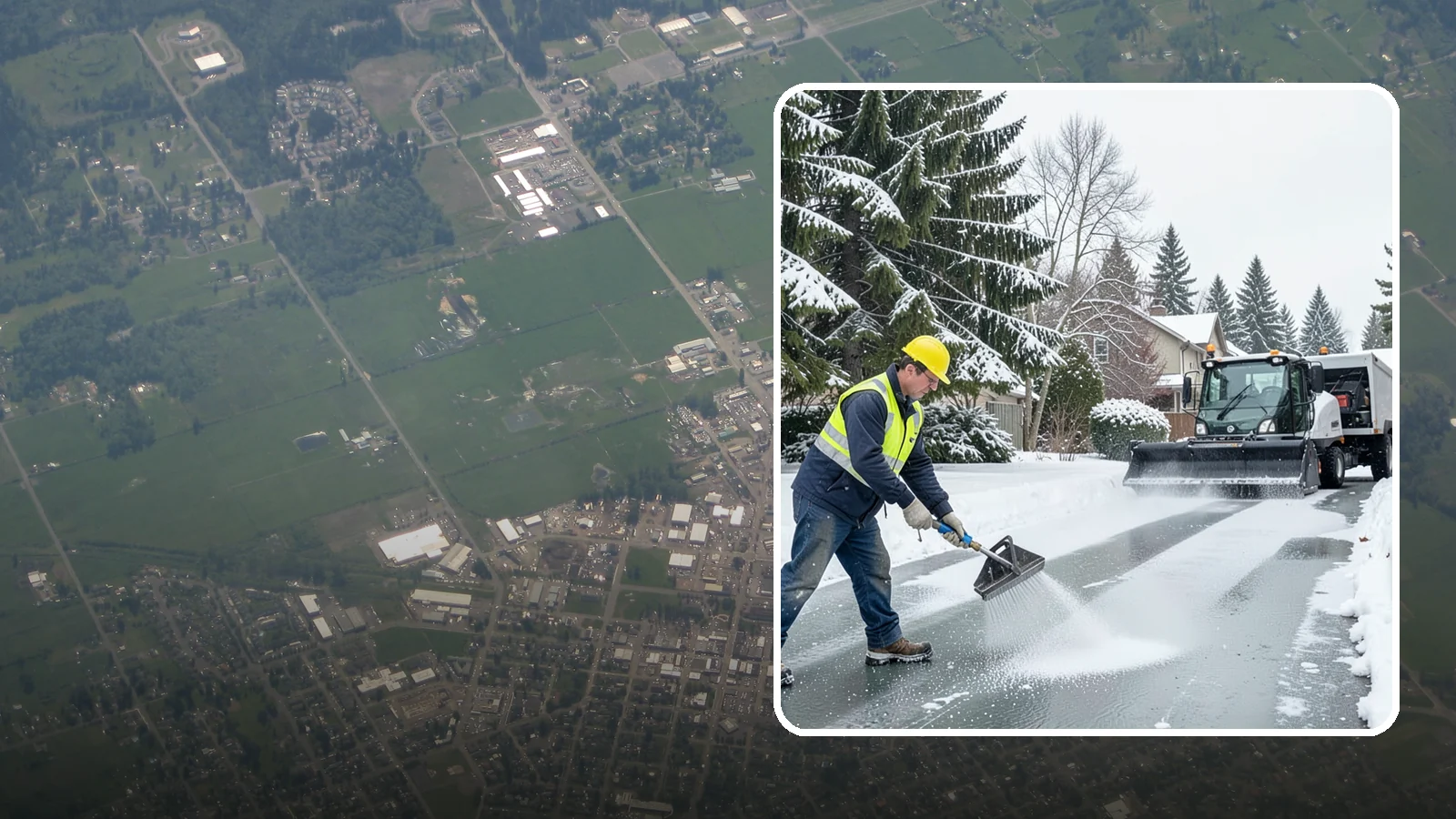 Residential Deicing in Enumclaw, King County, WA - Targeted deicing that keeps Western Washington driveways, walkways, and front steps free of the black ice that forms after...