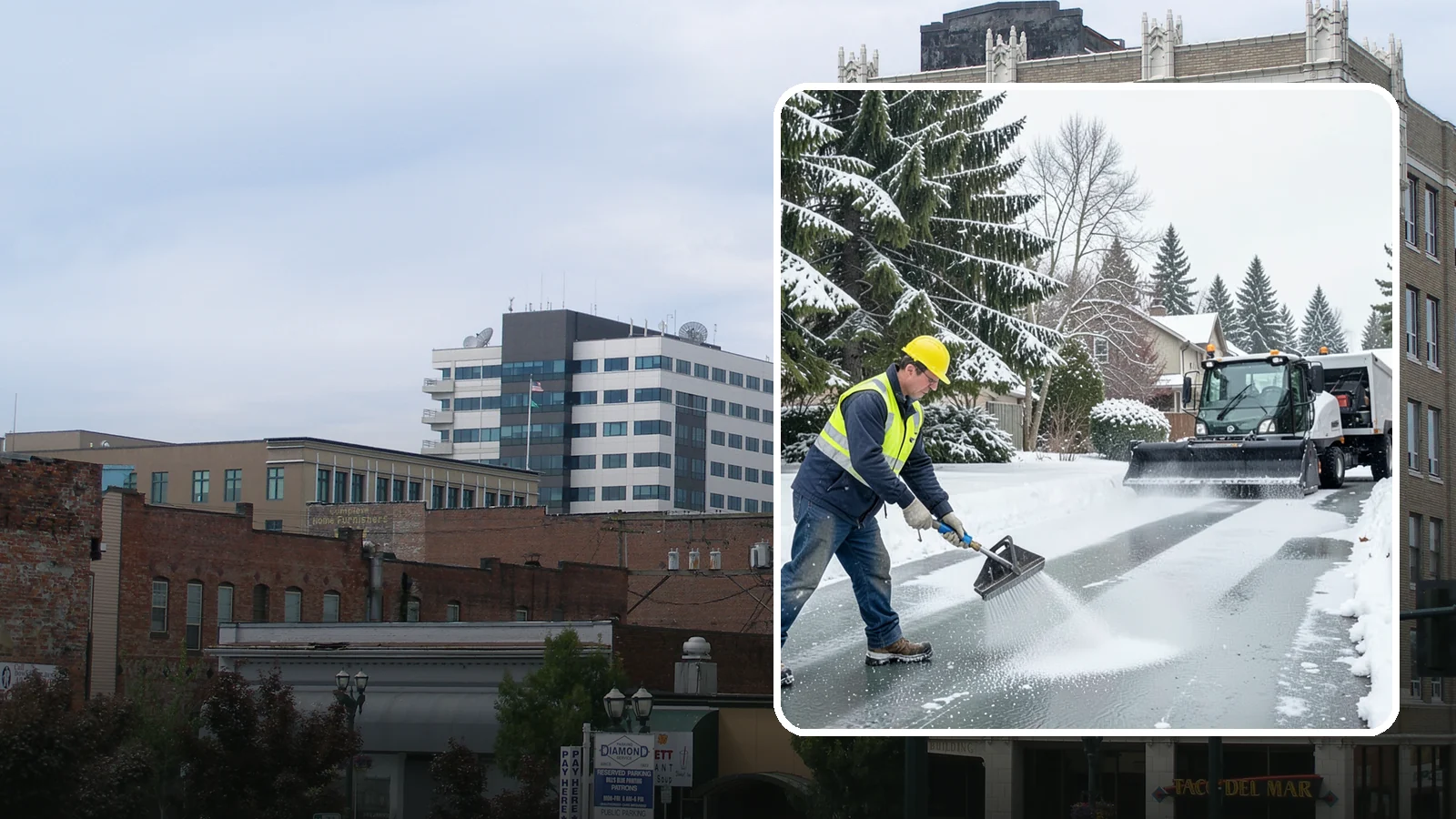 Residential Deicing in Everett, Snohomish County, WA - Targeted deicing that keeps Western Washington driveways, walkways, and front steps free of the black ice that forms after...