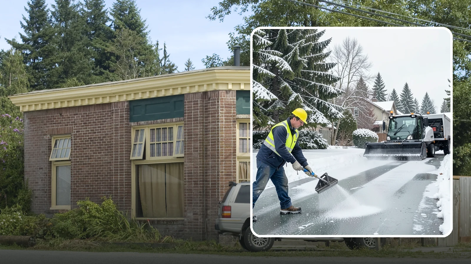 Residential Deicing in Hamilton, Skagit County, WA - Targeted deicing that keeps Western Washington driveways, walkways, and front steps free of the black ice that forms after...