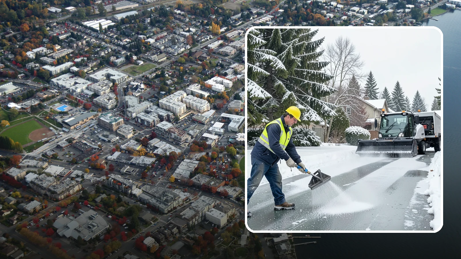 Residential Deicing in Kirkland, King County, WA - Targeted deicing that keeps Western Washington driveways, walkways, and front steps free of the black ice that forms after...