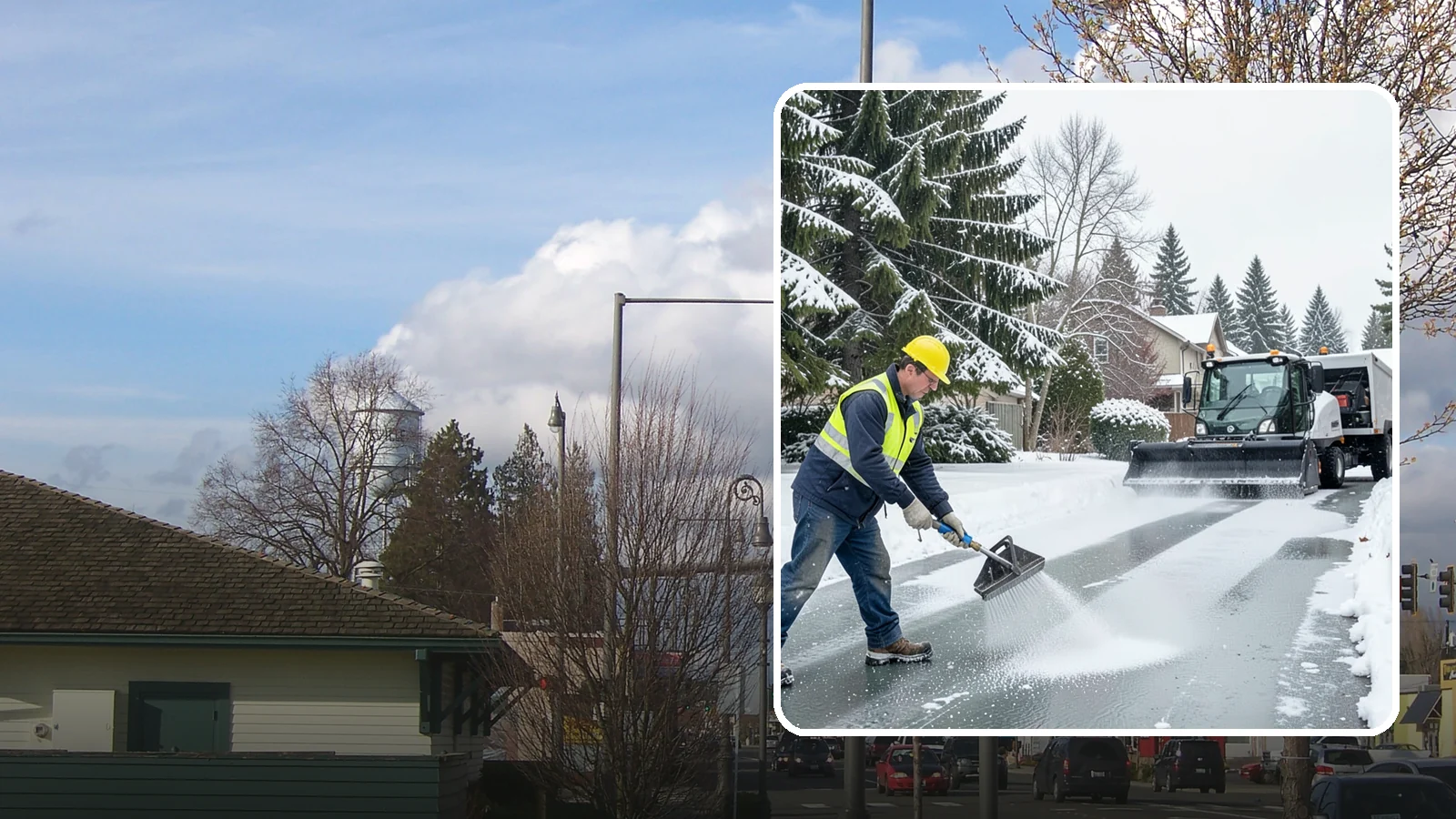 Residential Deicing in Marysville, Snohomish County, WA - Targeted deicing that keeps Western Washington driveways, walkways, and front steps free of the black ice that forms after...