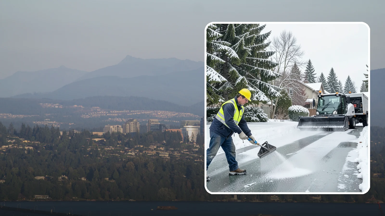 Residential Deicing in Medina, King County, WA - Targeted deicing that keeps Western Washington driveways, walkways, and front steps free of the black ice that forms after...