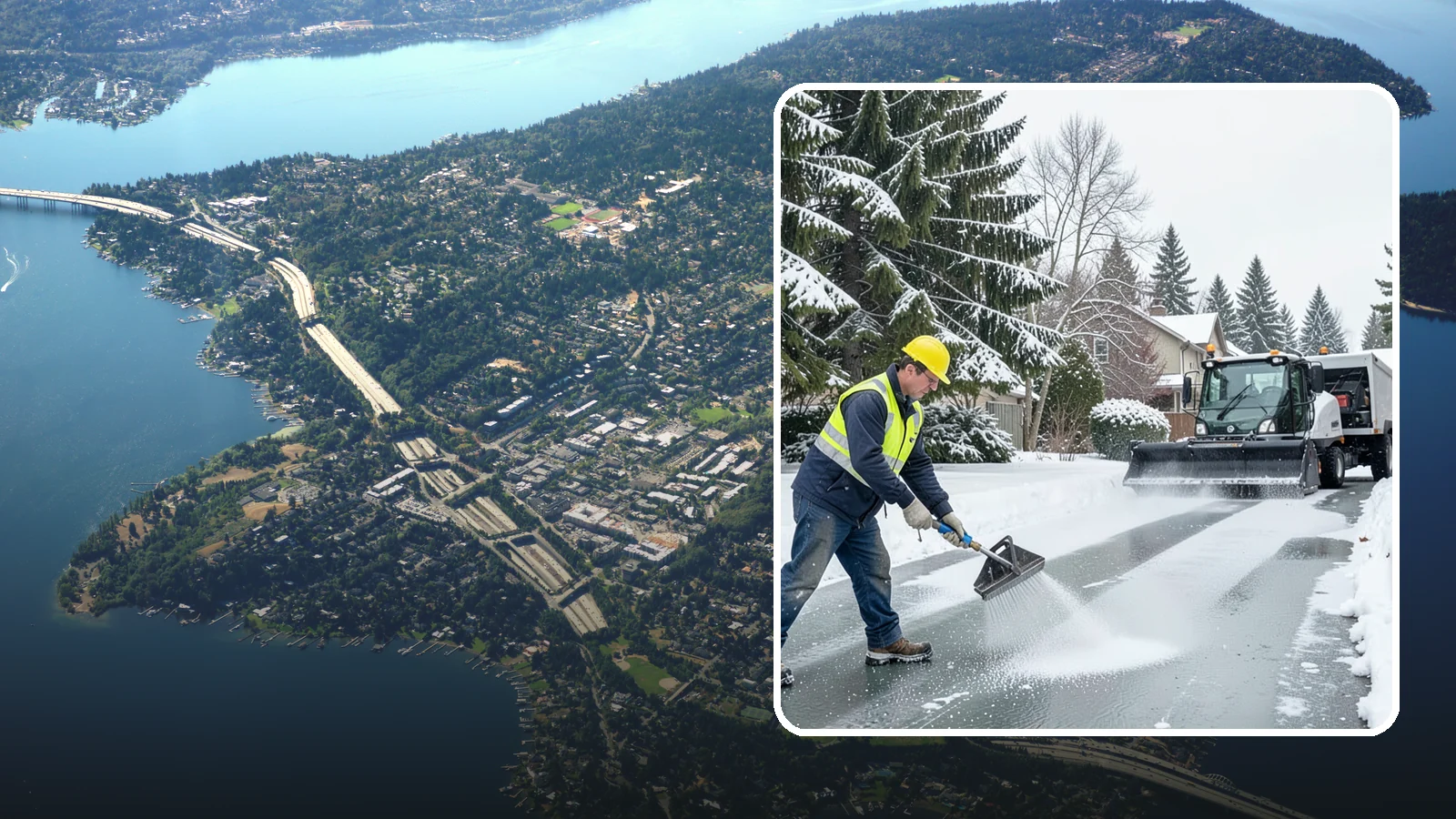 Residential Deicing in Mercer Island, King County, WA - Targeted deicing that keeps Western Washington driveways, walkways, and front steps free of the black ice that forms after...