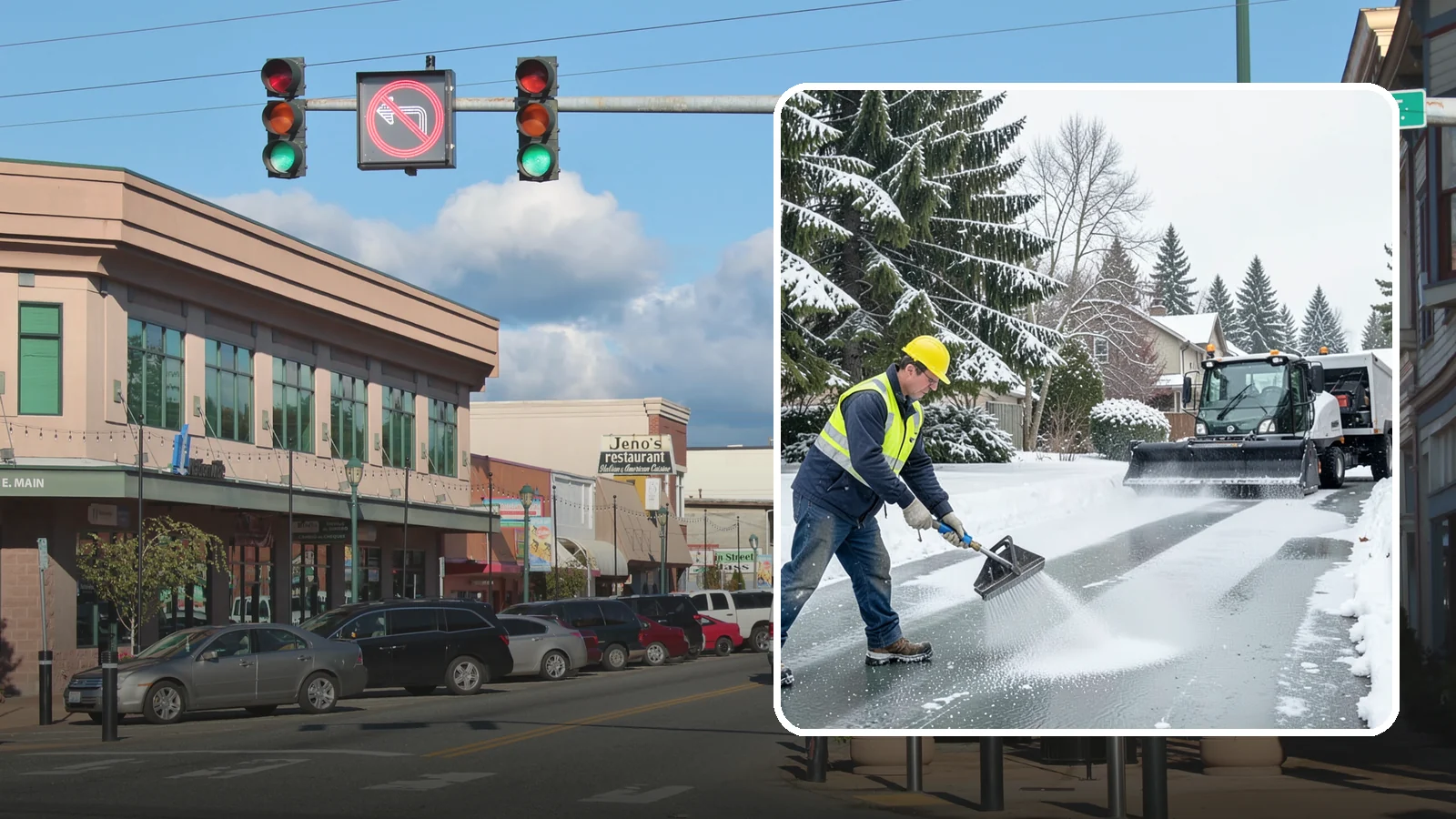 Residential Deicing in Monroe, Snohomish County, WA - Targeted deicing that keeps Western Washington driveways, walkways, and front steps free of the black ice that forms after...