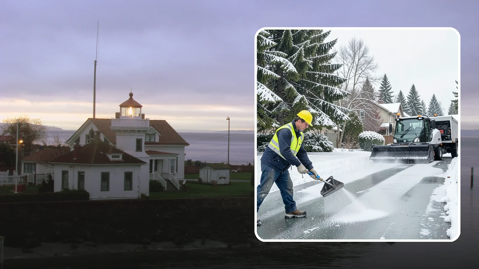 Residential Deicing in Mukilteo, Snohomish County, WA - Targeted deicing that keeps Western Washington driveways, walkways, and front steps free of the black ice that forms after...