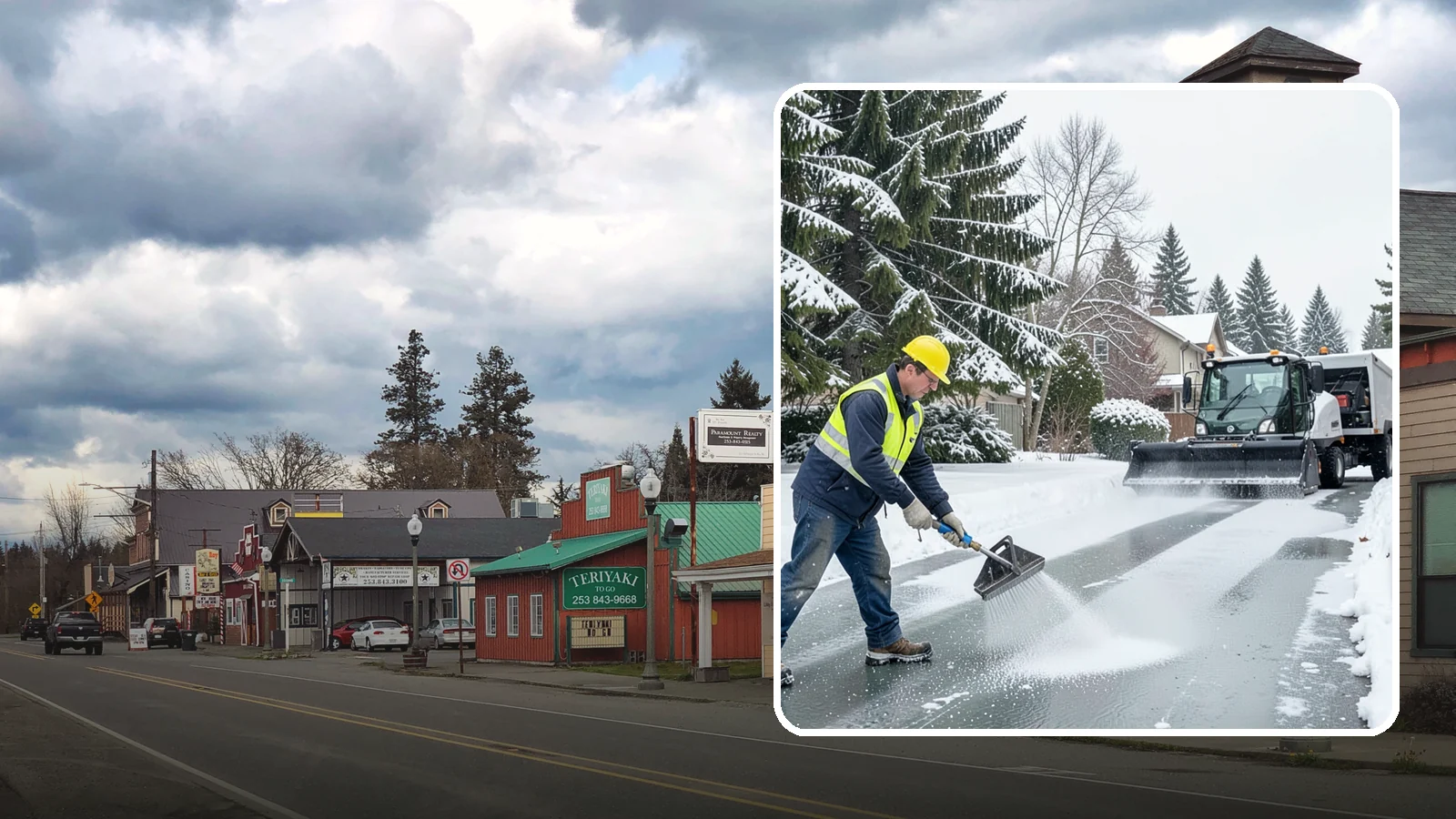 Residential Deicing in Roy, Pierce County, WA - Targeted deicing that keeps Western Washington driveways, walkways, and front steps free of the black ice that forms after...