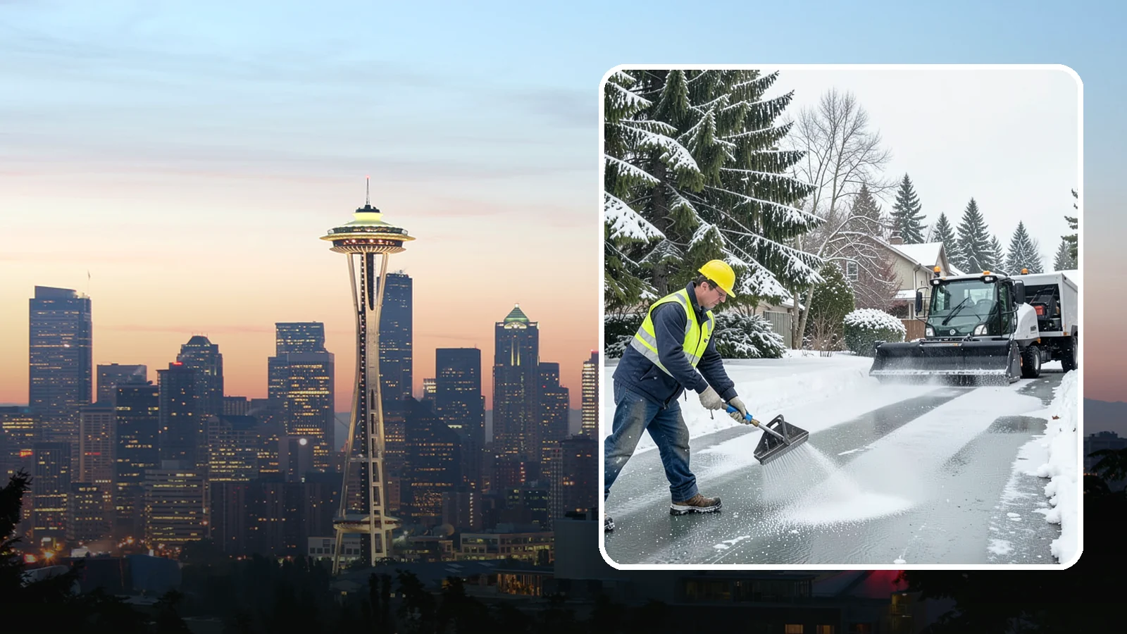 Residential Deicing in Seattle, King County, WA - Targeted deicing that keeps Western Washington driveways, walkways, and front steps free of the black ice that forms after...
