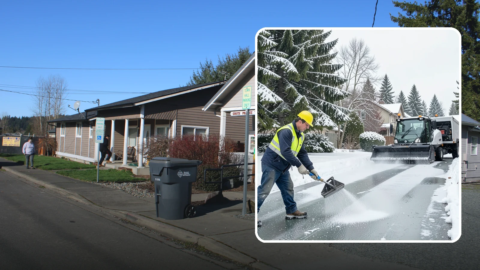 Residential Deicing in South Prairie, Pierce County, WA - Targeted deicing that keeps Western Washington driveways, walkways, and front steps free of the black ice that forms after...