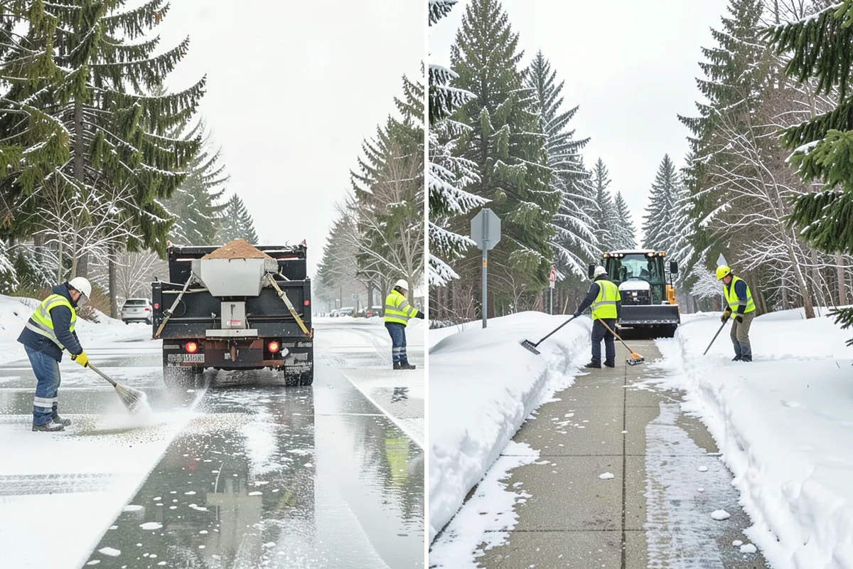 Residential Deicing in University Place, Pierce County, WA - Walk the property to map sloped driveways, shaded walks, and step landings