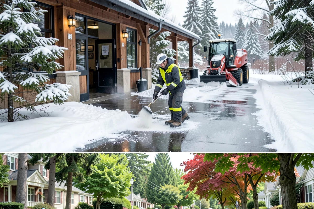 Residential Parking Lot Snow Removal in Beaux Arts Village, King County, WA - Western Washington lowland snow clusters between late November and February, with elevated risk during La Nina winters.