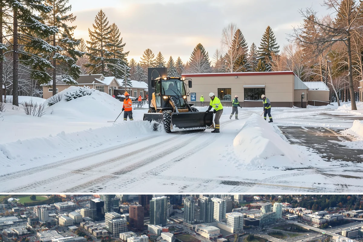 Residential Parking Lot Snow Removal in Bellevue, King County, WA - Western Washington lowland snow clusters between late November and February, with elevated risk during La Nina winters.
