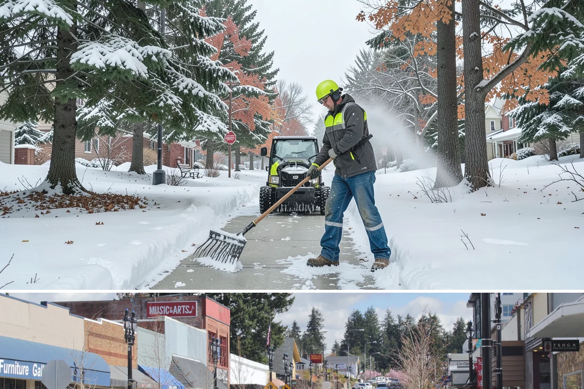Residential Parking Lot Snow Removal in Bothell, King County, WA - Western Washington lowland snow clusters between late November and February, with elevated risk during La Nina winters.