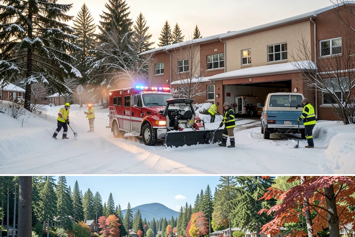 Residential Parking Lot Snow Removal in Covington, King County, WA - Western Washington lowland snow clusters between late November and February, with elevated risk during La Nina winters.