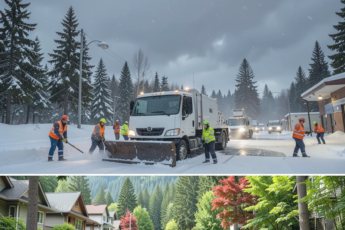 Residential Parking Lot Snow Removal in Darrington, Snohomish County, WA - Western Washington lowland snow clusters between late November and February, with elevated risk during La Nina winters.