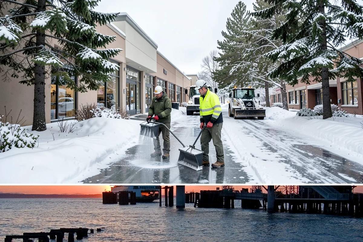 Residential Parking Lot Snow Removal in Edmonds, Snohomish County, WA - Western Washington lowland snow clusters between late November and February, with elevated risk during La Nina winters.