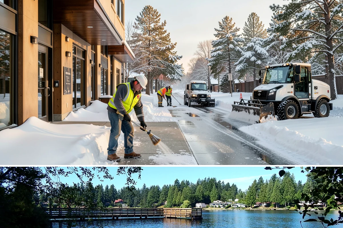 Residential Parking Lot Snow Removal in Federal Way, King County, WA - Western Washington lowland snow clusters between late November and February, with elevated risk during La Nina winters.