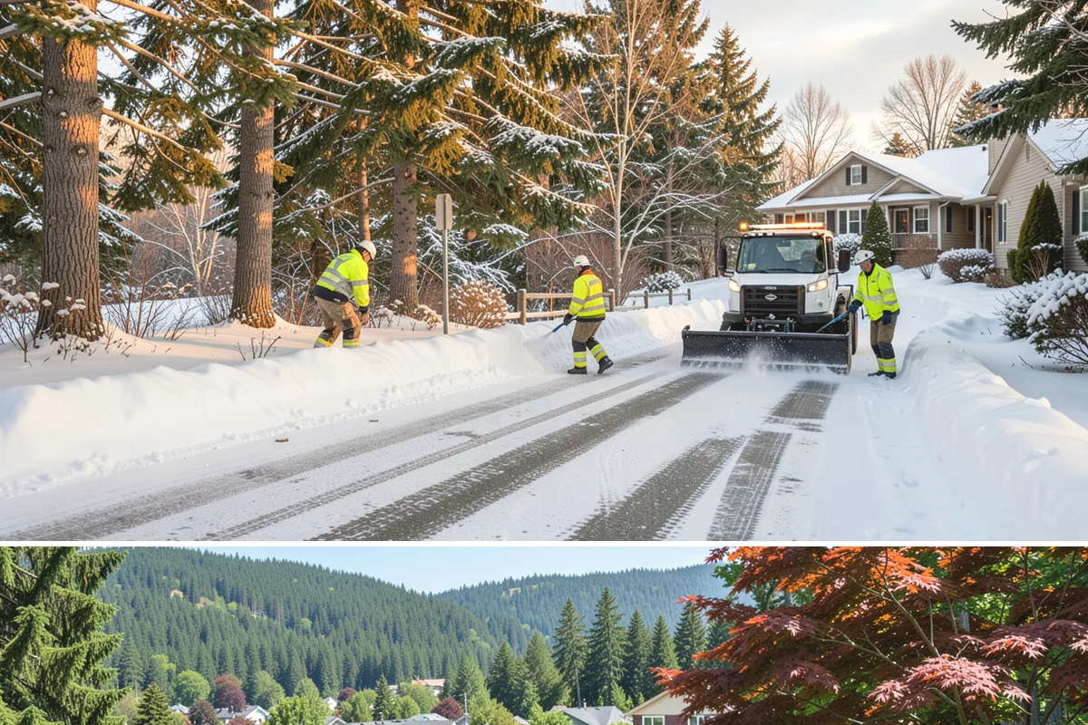 Residential Parking Lot Snow Removal in Index, Snohomish County, WA - Western Washington lowland snow clusters between late November and February, with elevated risk during La Nina winters.