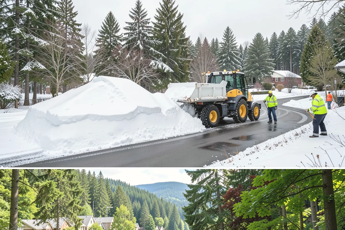Residential Parking Lot Snow Removal in Lake Forest Park, King County, WA - Western Washington lowland snow clusters between late November and February, with elevated risk during La Nina winters.