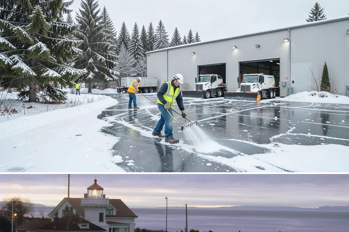 Residential Parking Lot Snow Removal in Mukilteo, Snohomish County, WA - Western Washington lowland snow clusters between late November and February, with elevated risk during La Nina winters.