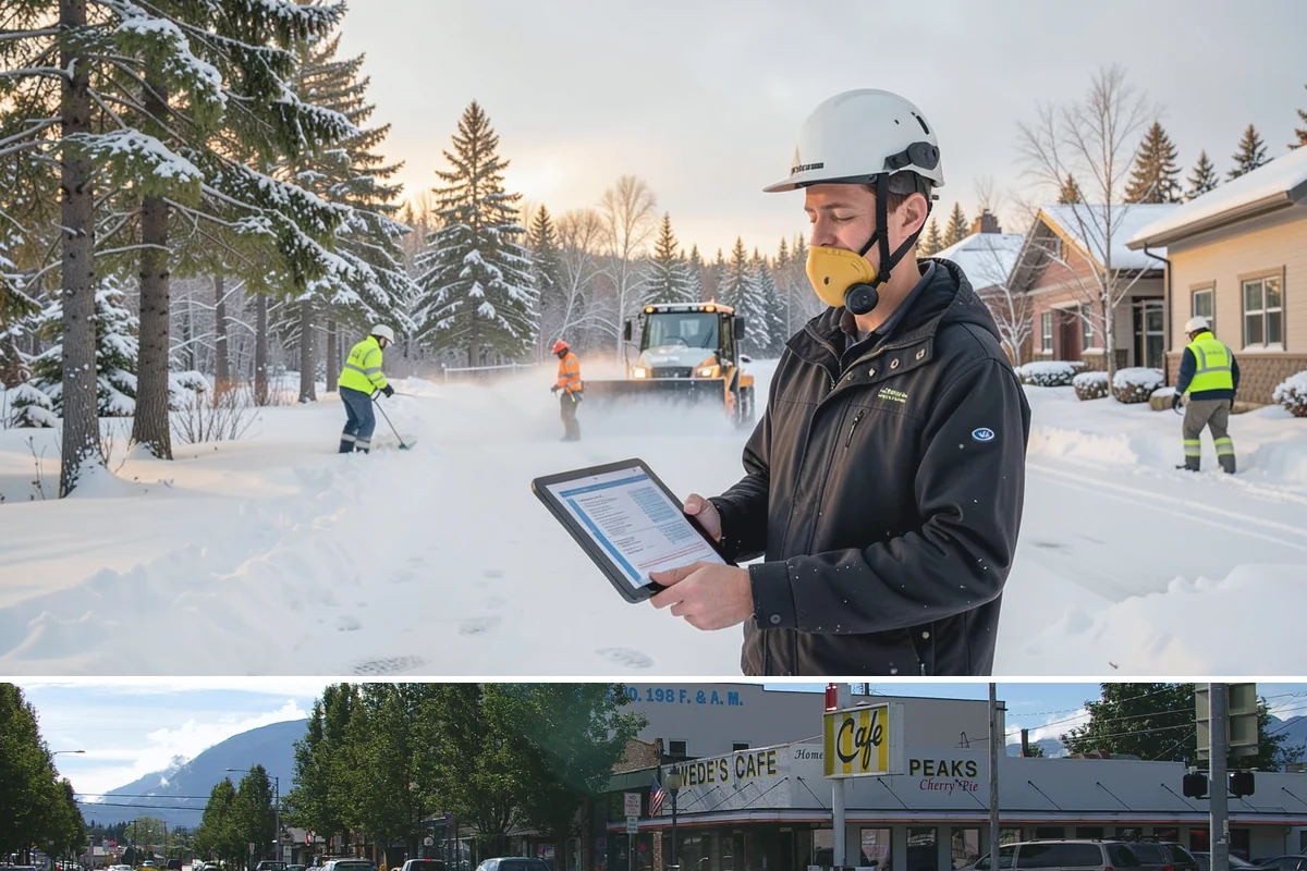 Residential Parking Lot Snow Removal in North Bend, King County, WA - Western Washington lowland snow clusters between late November and February, with elevated risk during La Nina winters.