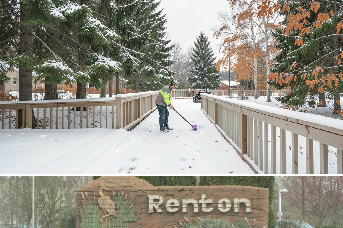 Residential Parking Lot Snow Removal in Renton, King County, WA - Western Washington lowland snow clusters between late November and February, with elevated risk during La Nina winters.