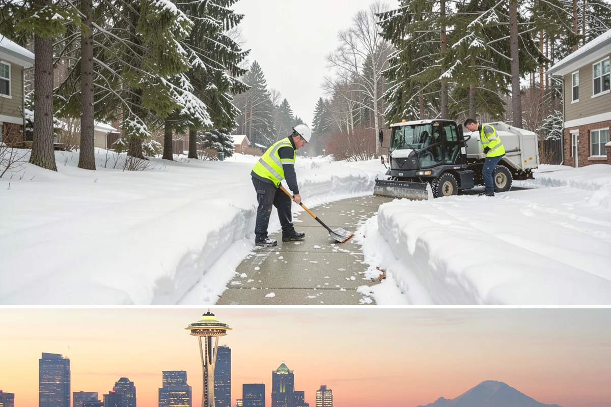 Residential Parking Lot Snow Removal in Seattle, King County, WA - Western Washington lowland snow clusters between late November and February, with elevated risk during La Nina winters.