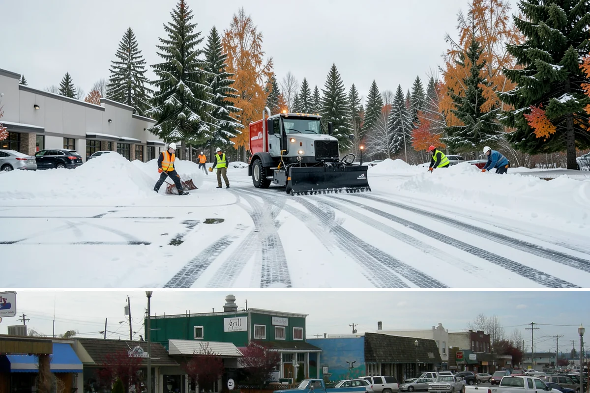 Residential Parking Lot Snow Removal in Stanwood, Snohomish County, WA - Western Washington lowland snow clusters between late November and February, with elevated risk during La Nina winters.