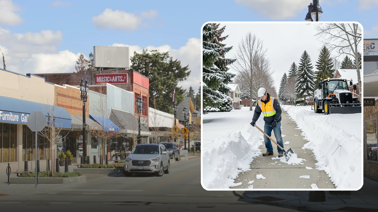Residential Sidewalk Clearing in Bothell, King County, WA - A homeowner-focused service that shovels and treats the public sidewalk and front walk of Western Washington houses so your...
