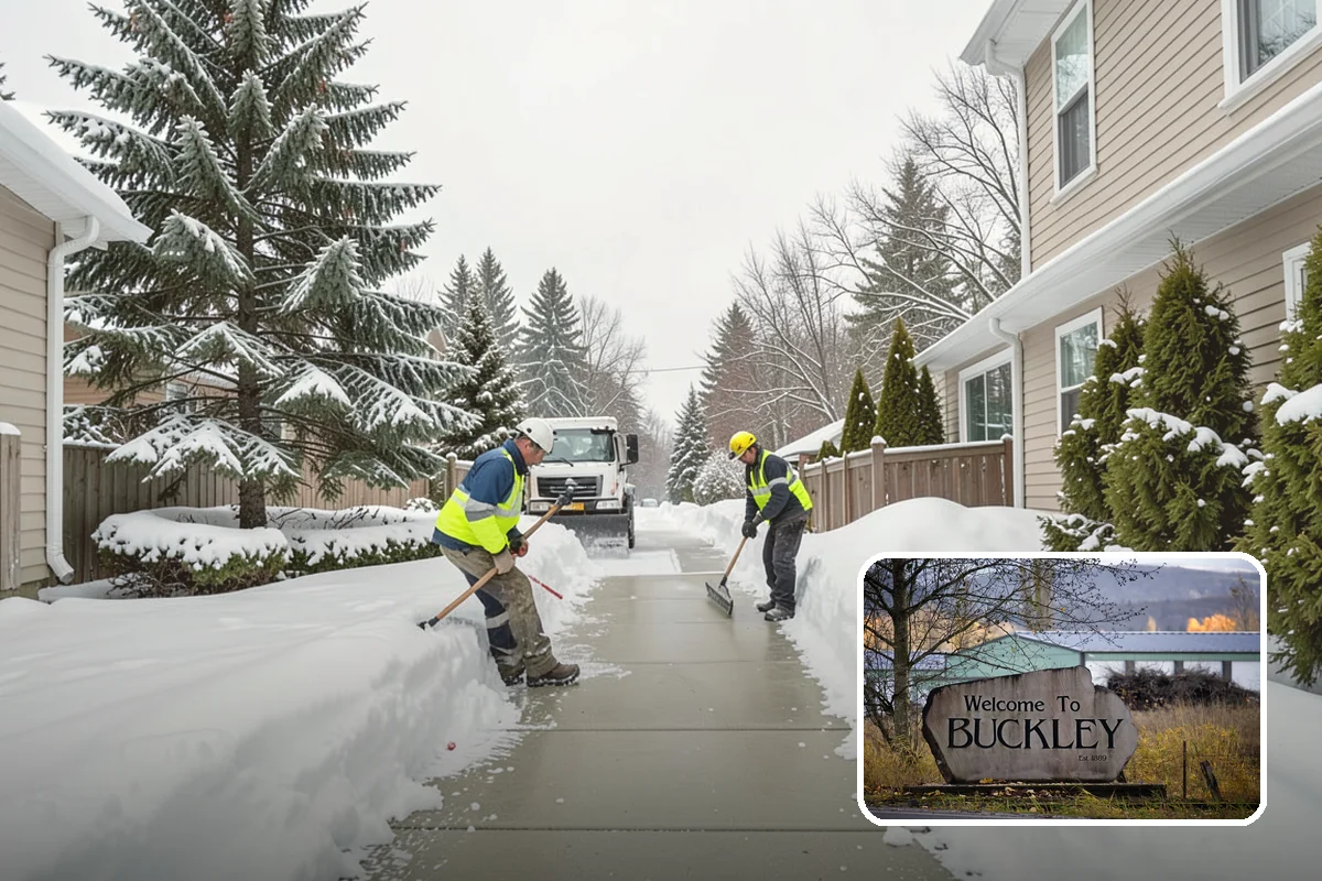 Residential Sidewalk Clearing in Buckley, Pierce County, WA - Meets your municipal sidewalk-maintenance obligation without you lifting a shovel