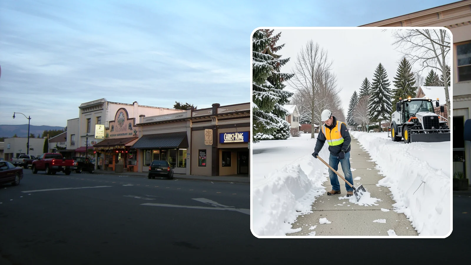 Residential Sidewalk Clearing in Burlington, Skagit County, WA - A homeowner-focused service that shovels and treats the public sidewalk and front walk of Western Washington houses so your...