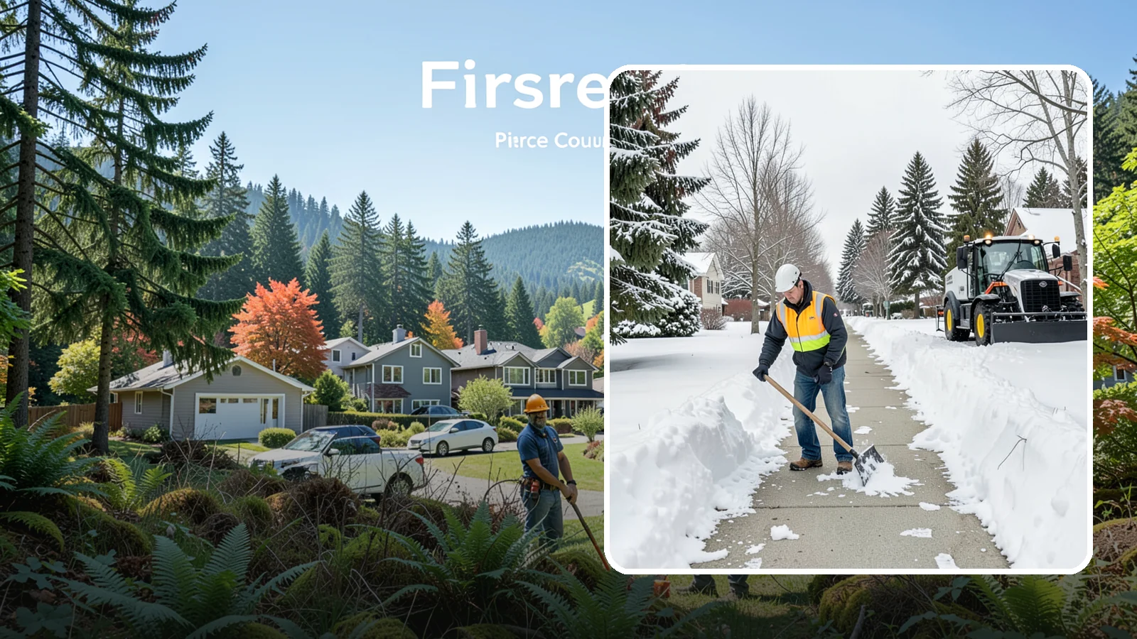Residential Sidewalk Clearing in Fircrest, Pierce County, WA - A homeowner-focused service that shovels and treats the public sidewalk and front walk of Western Washington houses so your...