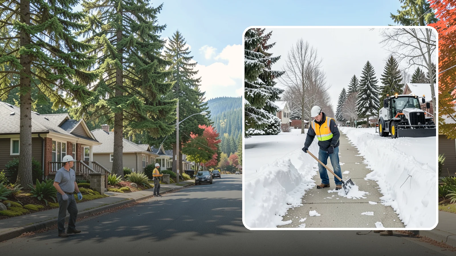 Residential Sidewalk Clearing in Hunts Point, King County, WA - A homeowner-focused service that shovels and treats the public sidewalk and front walk of Western Washington houses so your...