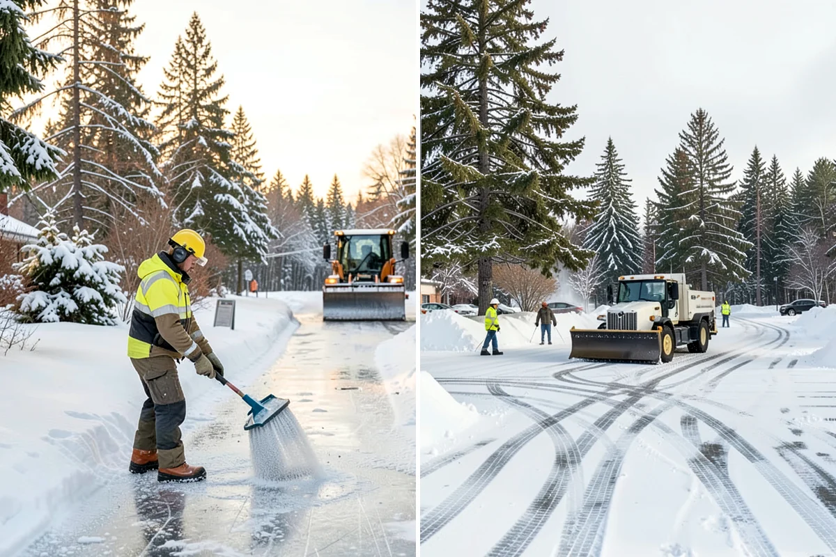 Residential Sidewalk Clearing in Lake Forest Park, King County, WA - Walk your frontage and note shaded ice-prone sections and trip edges