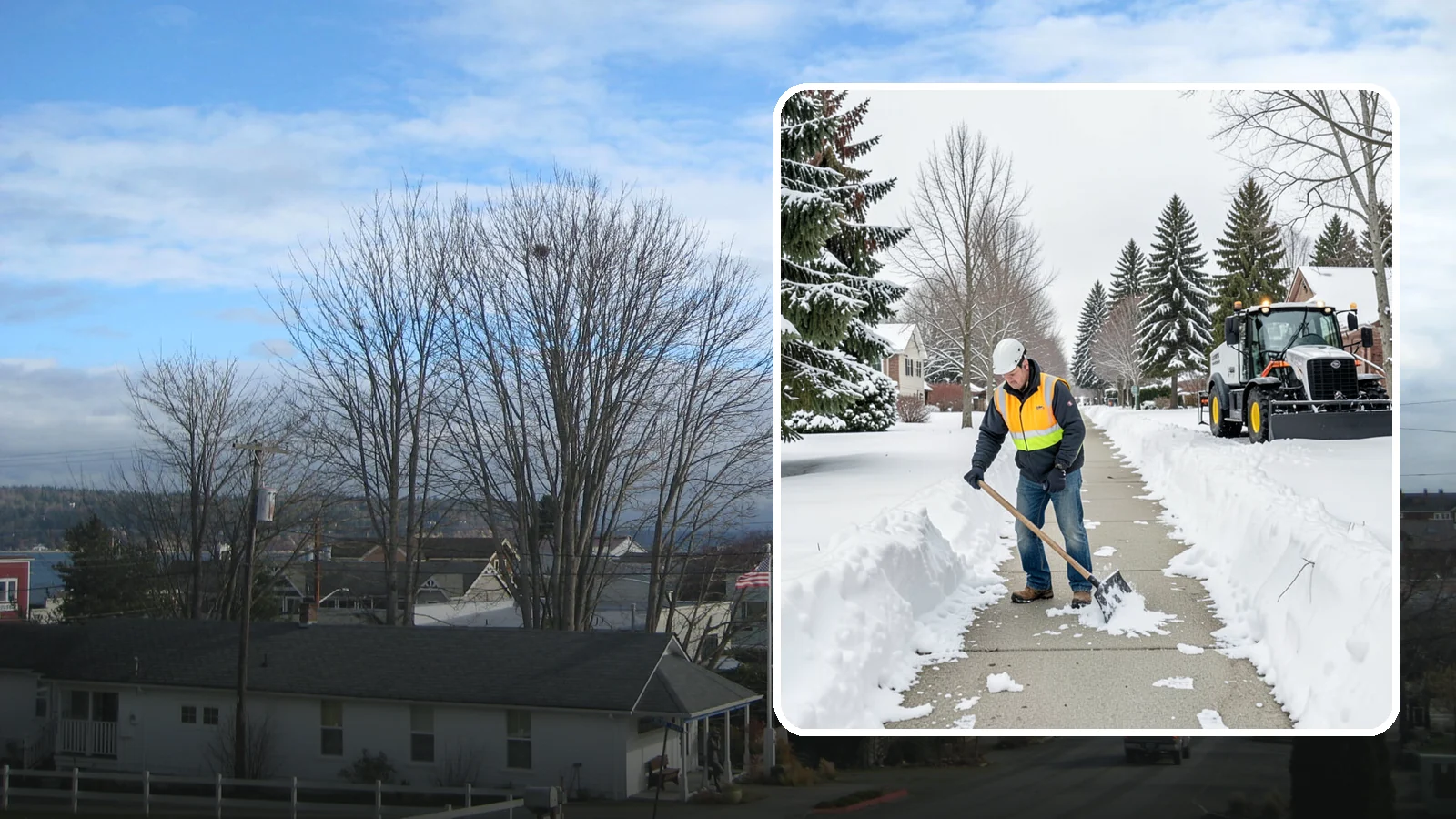 Residential Sidewalk Clearing in Langley, Island County, WA - A homeowner-focused service that shovels and treats the public sidewalk and front walk of Western Washington houses so your...