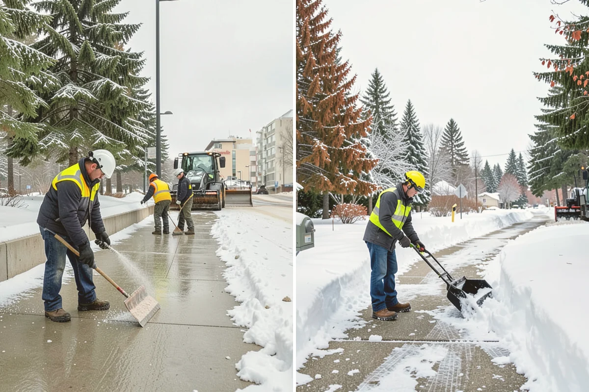 Residential Sidewalk Clearing in Newcastle, King County, WA - Walk your frontage and note shaded ice-prone sections and trip edges