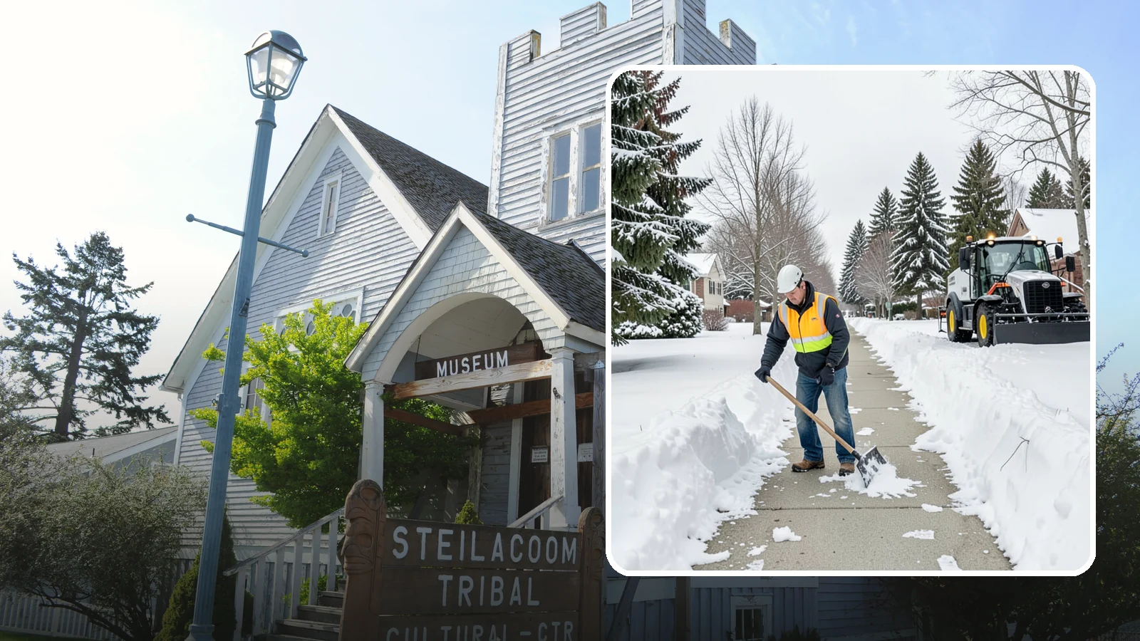 Residential Sidewalk Clearing in Steilacoom, Pierce County, WA - A homeowner-focused service that shovels and treats the public sidewalk and front walk of Western Washington houses so your...