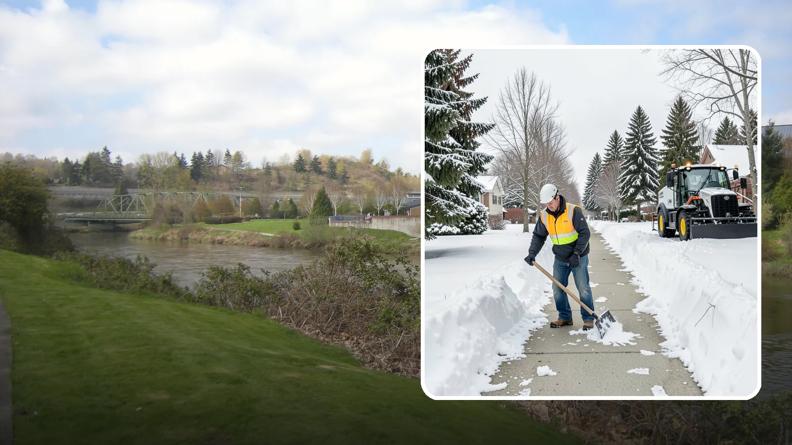 Residential Sidewalk Clearing in Tukwila, King County, WA - A homeowner-focused service that shovels and treats the public sidewalk and front walk of Western Washington houses so your...