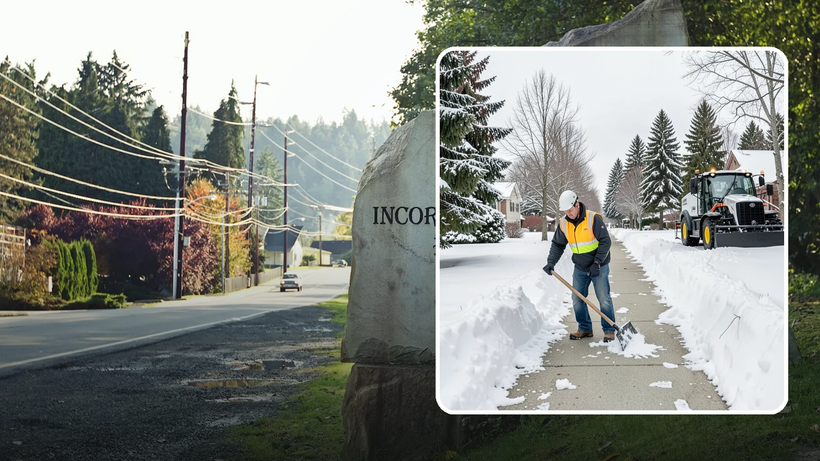 Residential Sidewalk Clearing in Wilkeson, Pierce County, WA - A homeowner-focused service that shovels and treats the public sidewalk and front walk of Western Washington houses so your...