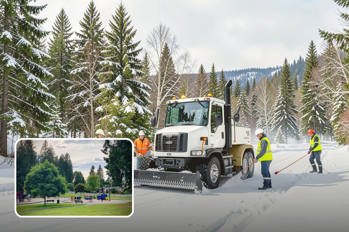 Residential Snow Plowing in Bonney Lake, Pierce County, WA - Compact equipment sized for narrow driveways and garage aprons