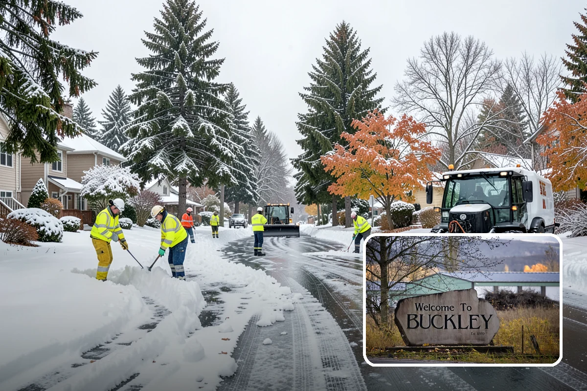 Residential Snow Plowing in Buckley, Pierce County, WA - Compact equipment sized for narrow driveways and garage aprons