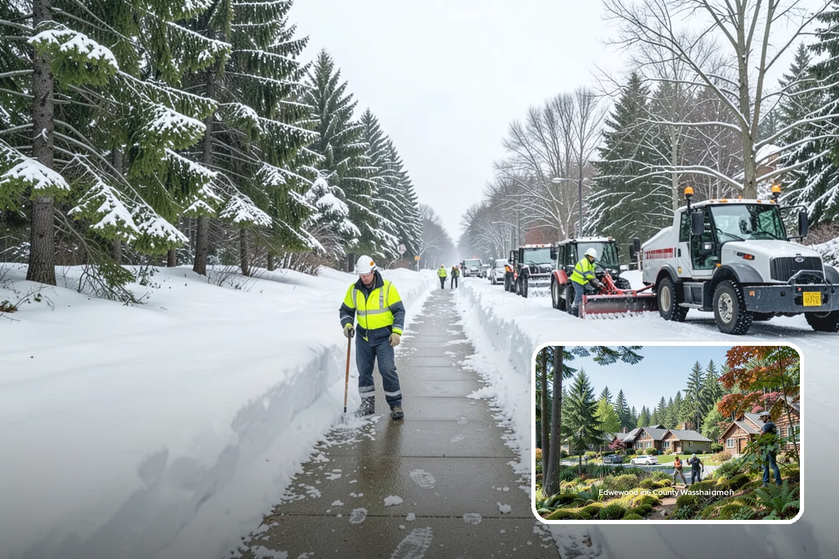 Residential Snow Plowing in Edgewood, Pierce County, WA - Compact equipment sized for narrow driveways and garage aprons