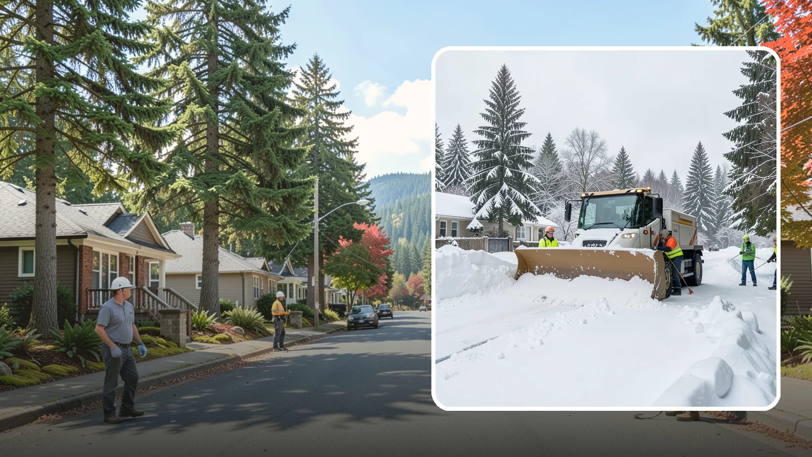 Residential Snow Plowing in Hunts Point, King County, WA - We plow driveways and shared access lanes for Western Washington homes the moment a rare snow or ice event makes your street...