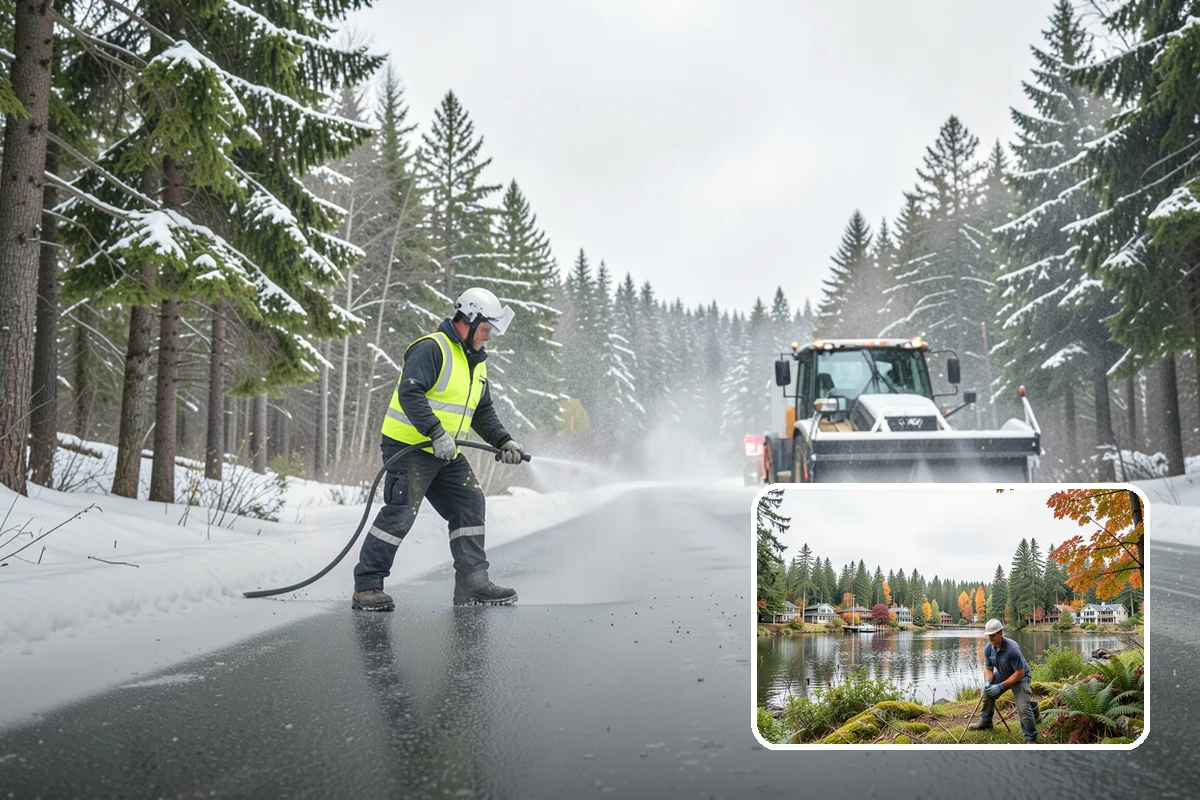 Residential Snow Plowing in La Conner, Skagit County, WA - Compact equipment sized for narrow driveways and garage aprons